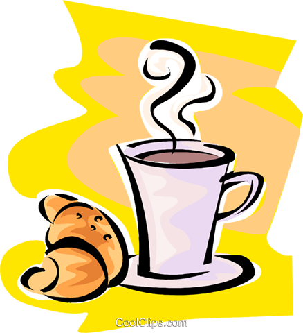 Cup of coffee and a croissant Royalty Free Vector Clip Art