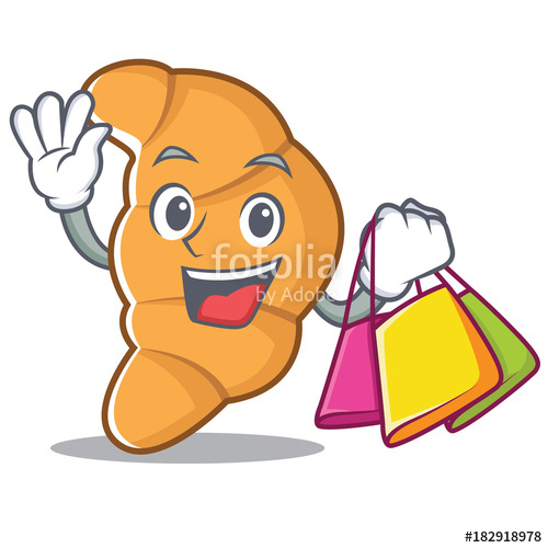 Shopping croissant character.