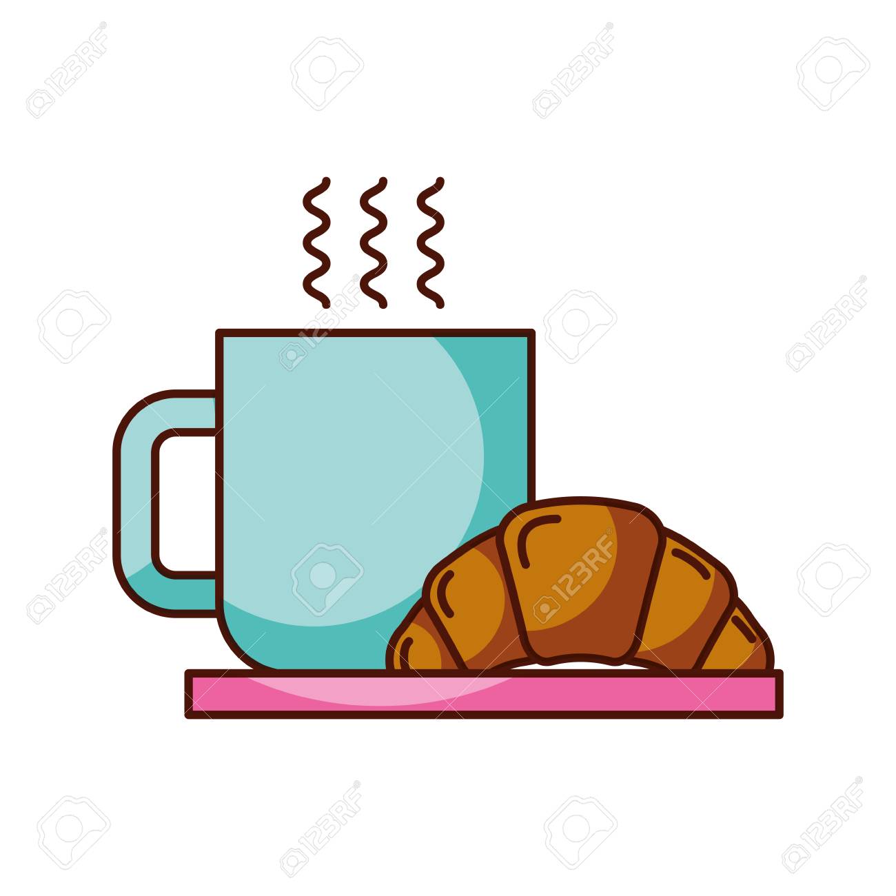 Coffee cup croissant dish breakfast food fresh hot