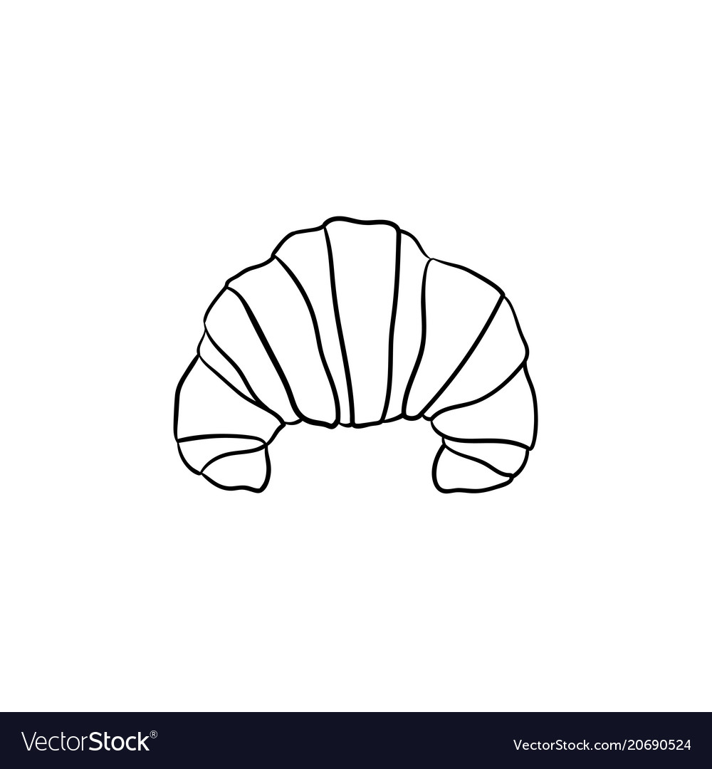 French croissant hand drawn sketch icon