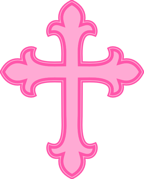 Pink Baptism Cross Clipart