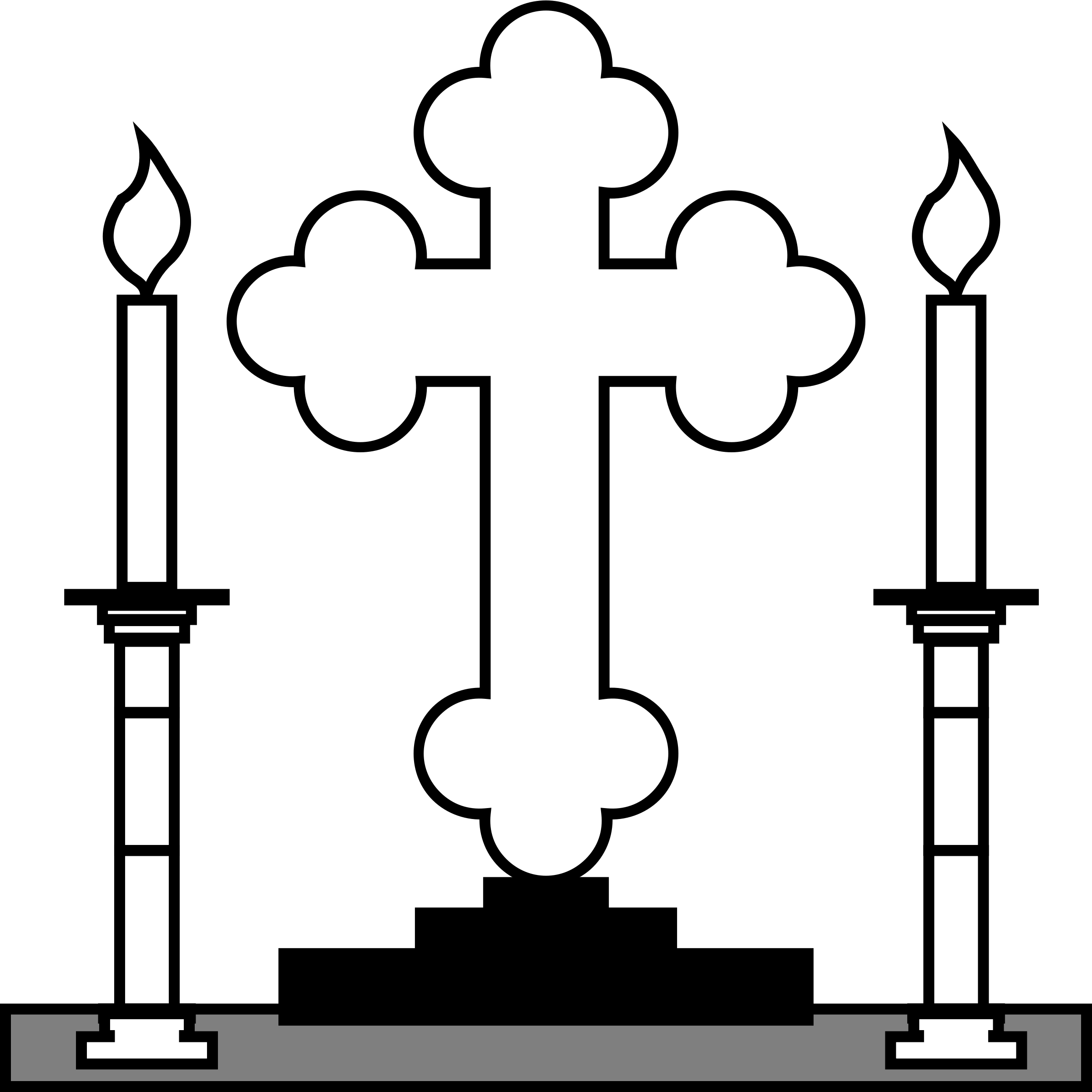 Cross and candles.