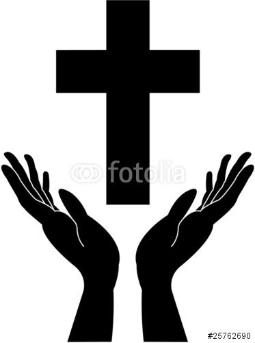 Cross silhouette and praying