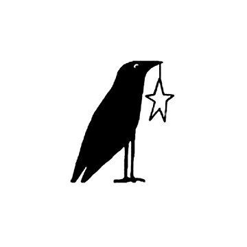 RETIRED Primitive crow with star rubber stamp