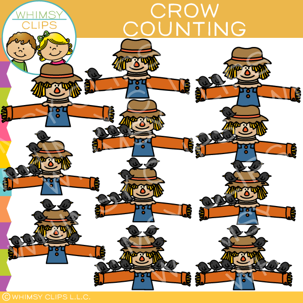 Scarecrow and Crow Counting Clip Art