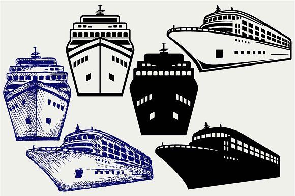Cruise ship SVG DXF by LineworkStock on
