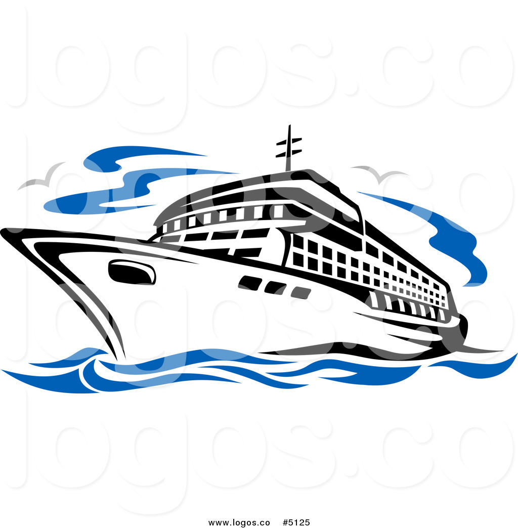 Royalty Free Vector of a Seagulls and Cruise Ship Travel