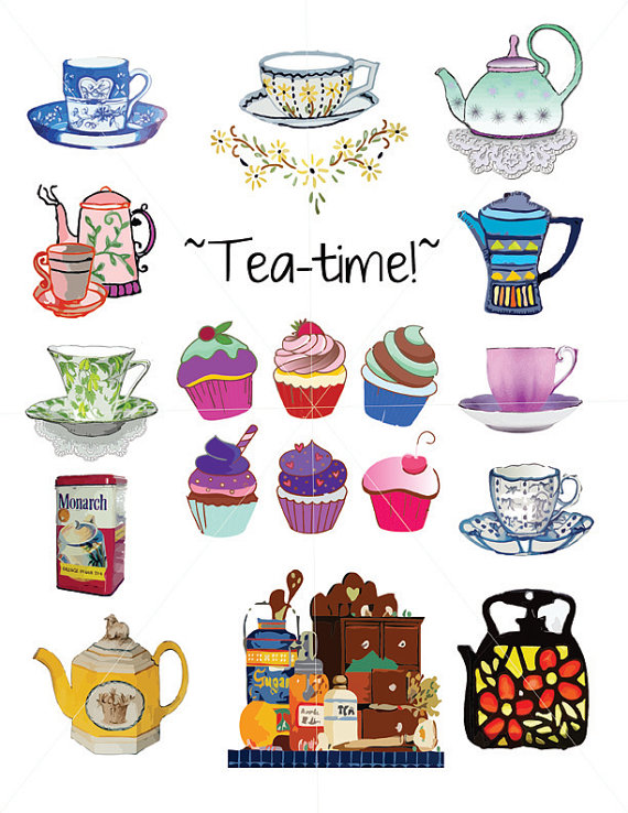 Printable Tea Cups, Tins, Graphics of Pots, Tea Related