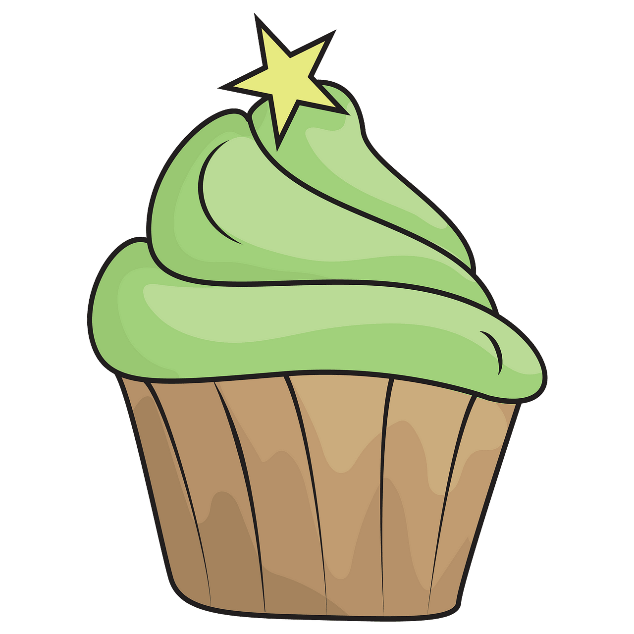 Green cupcake clipart.