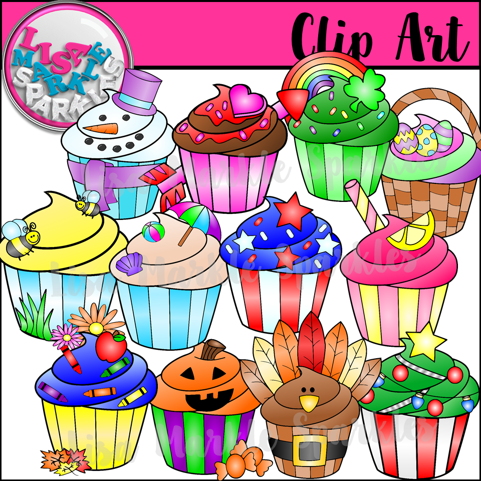 Seasons and Holidays Cupcake of the Month Clipart
