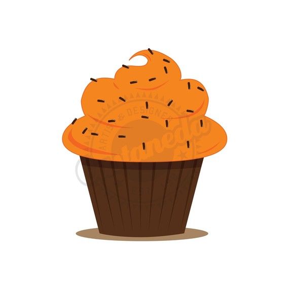 Orange cupcake clipart by GLORIACASTANEDA on Etsy,