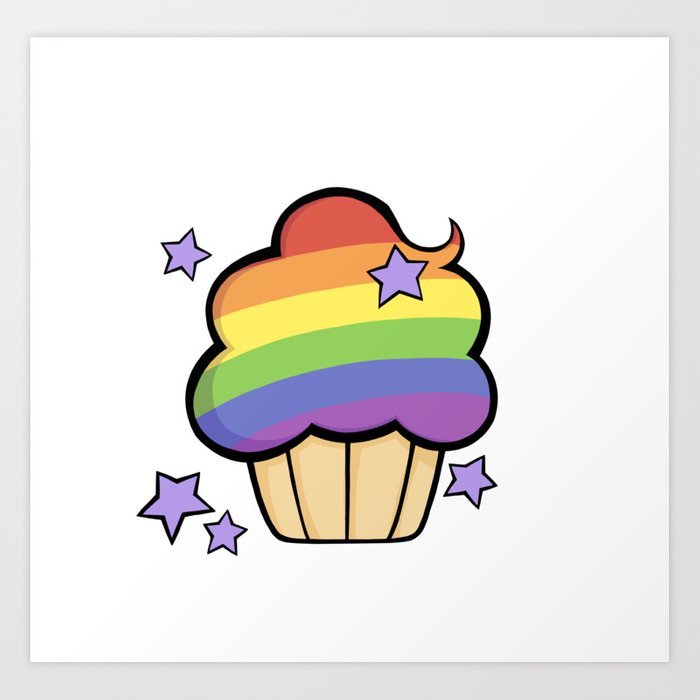 Rainbow cupcake art.