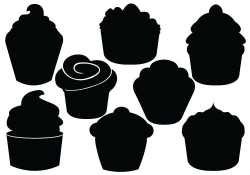 Cupcake silhouette vector.