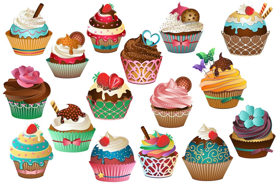 Cupcake Clipart Vector, PNG