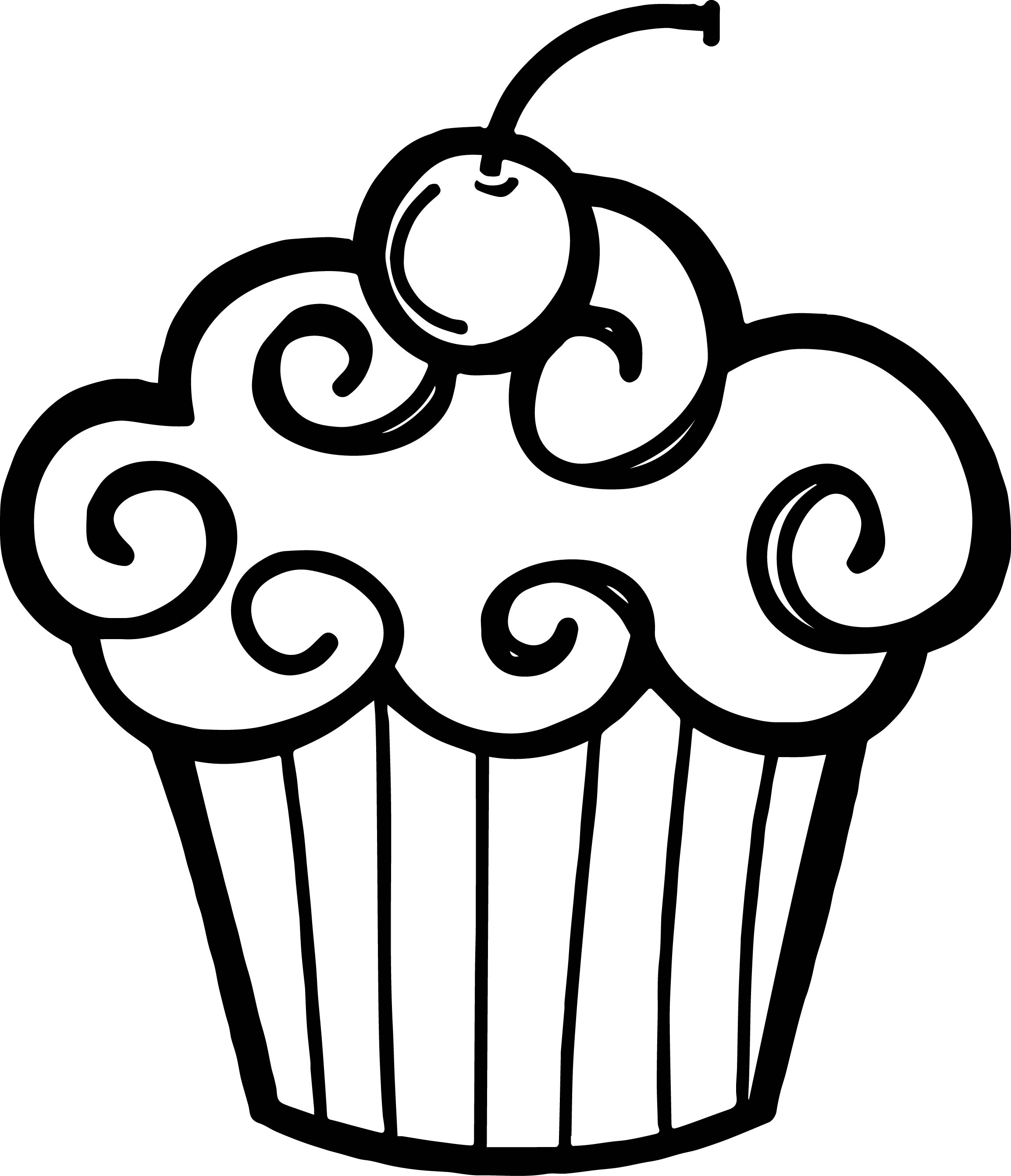 Cupcake black and white image of birthday clipart black and