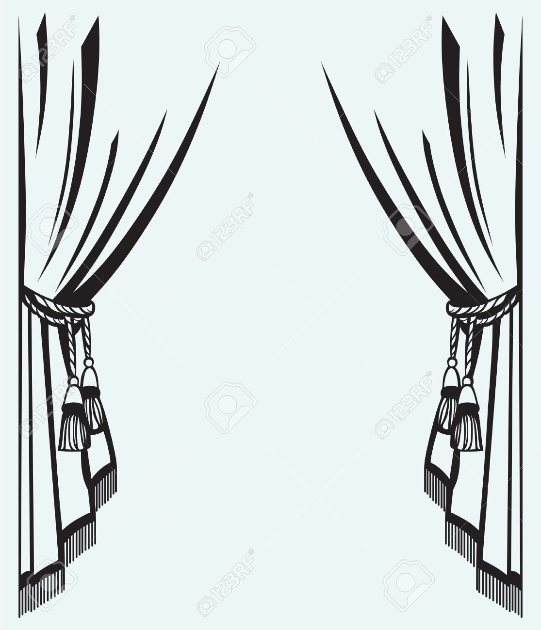 Cinema curtain line drawing vector image