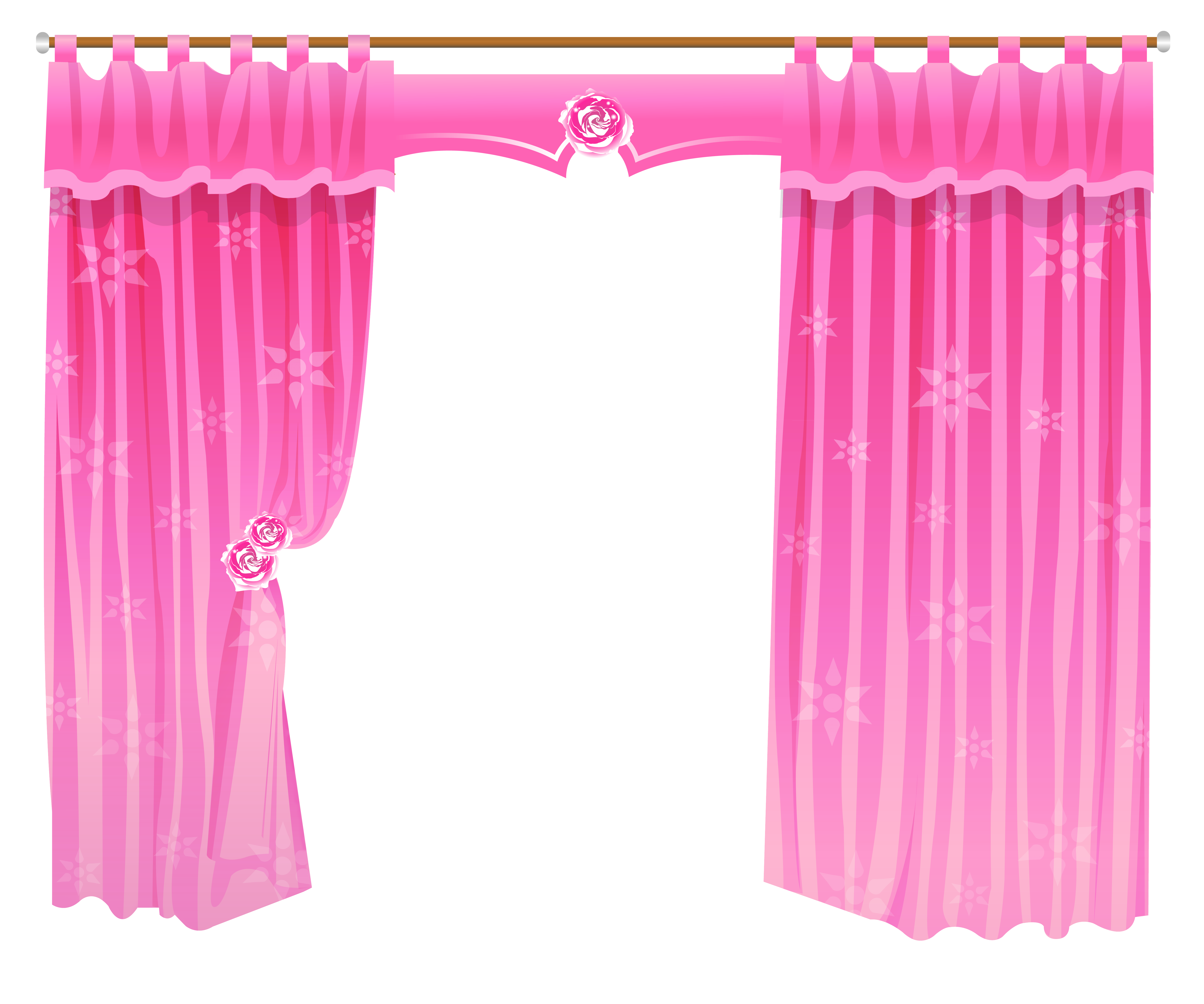 Pink curtains transparent.