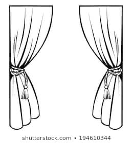 Curtain clipart black and white