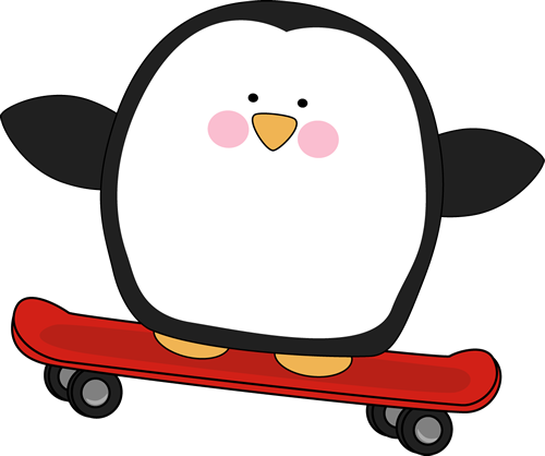 Penguin on a skateboard