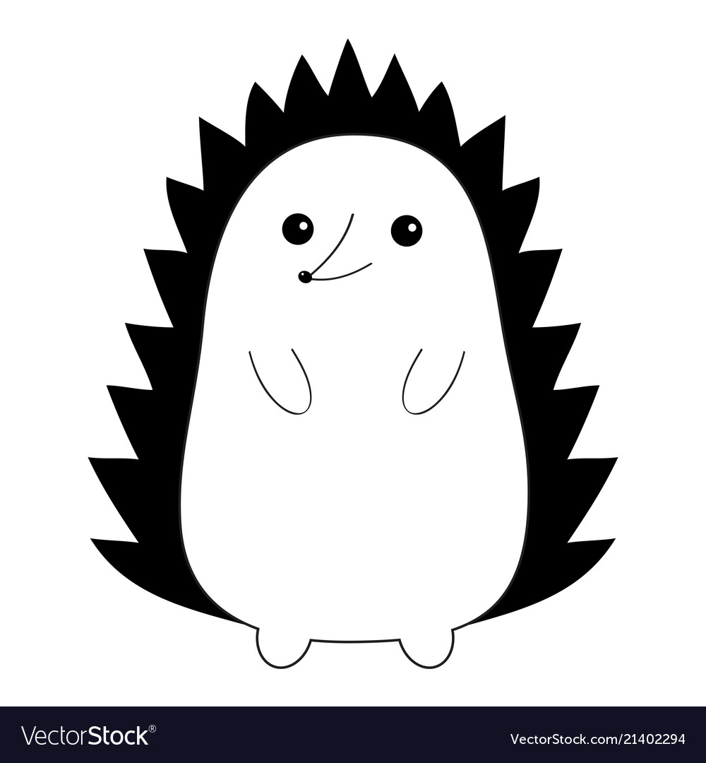 Hedgehog urchin black contour silhouette cute