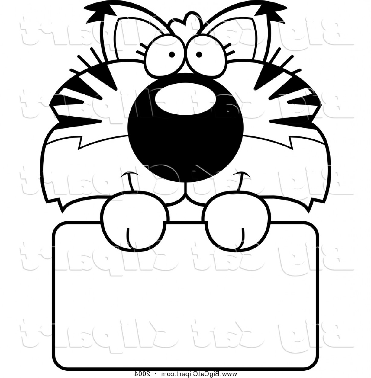 Big Cat Cartoon Vector Clipart Of A Black And White Cute