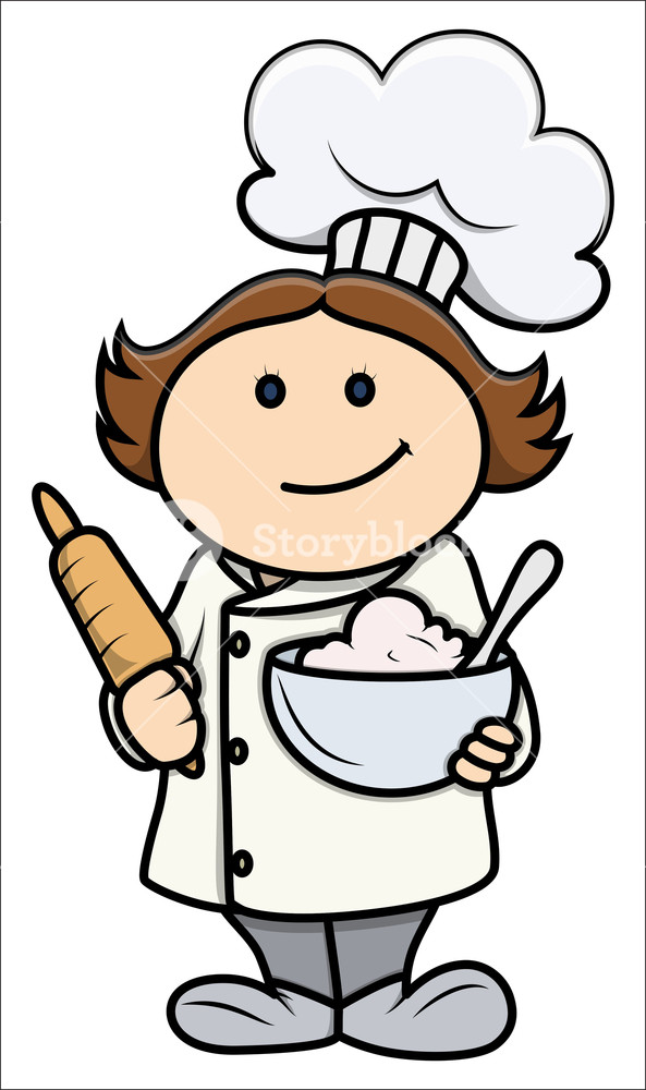 Cute Cartoon Little Girl In Chef Costume