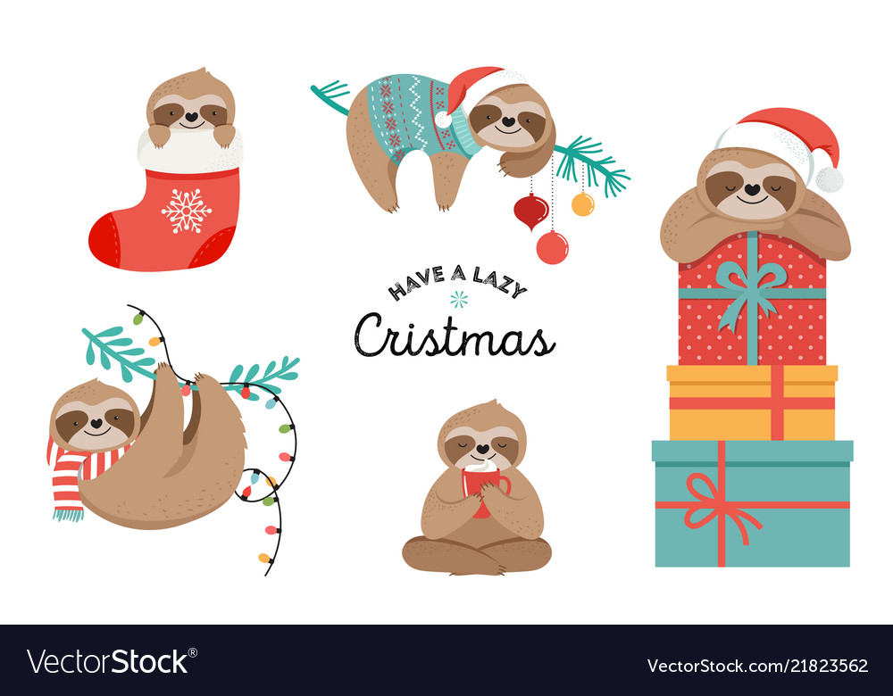 Cute sloths funny christmas with