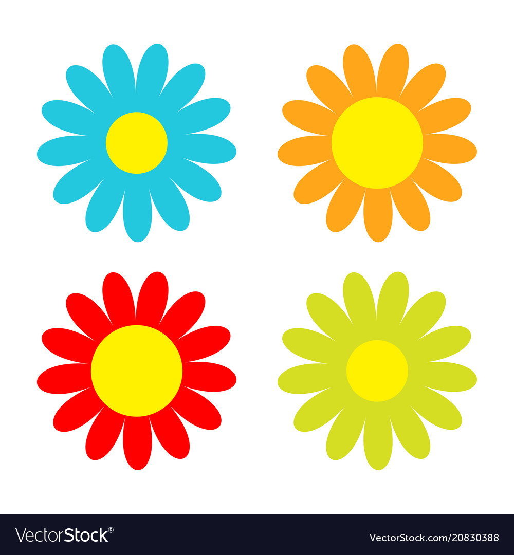 Colorful daisy chamomile icon set cute flower