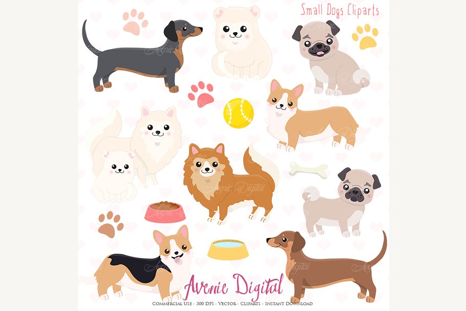 Cute dogs clipart.