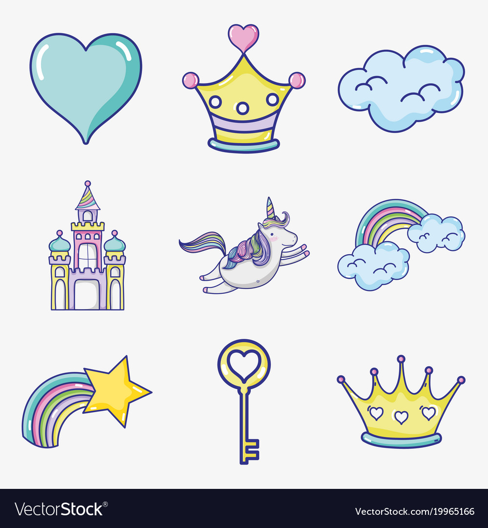 Fantasy and magic world doodle icons