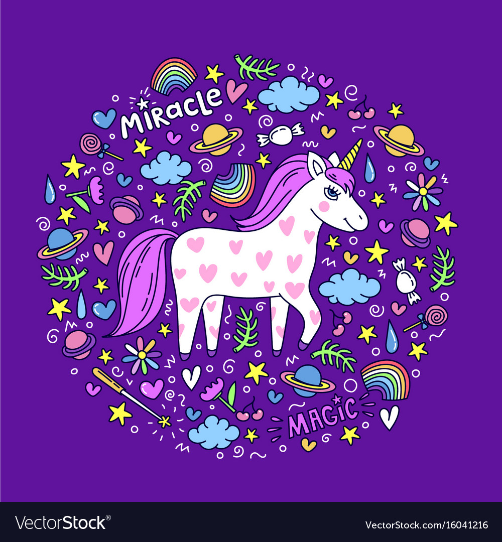 Cute handdrawn unicorn unicorn and magic stuff