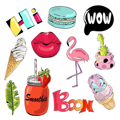 Set of cute and fun summer stickers
