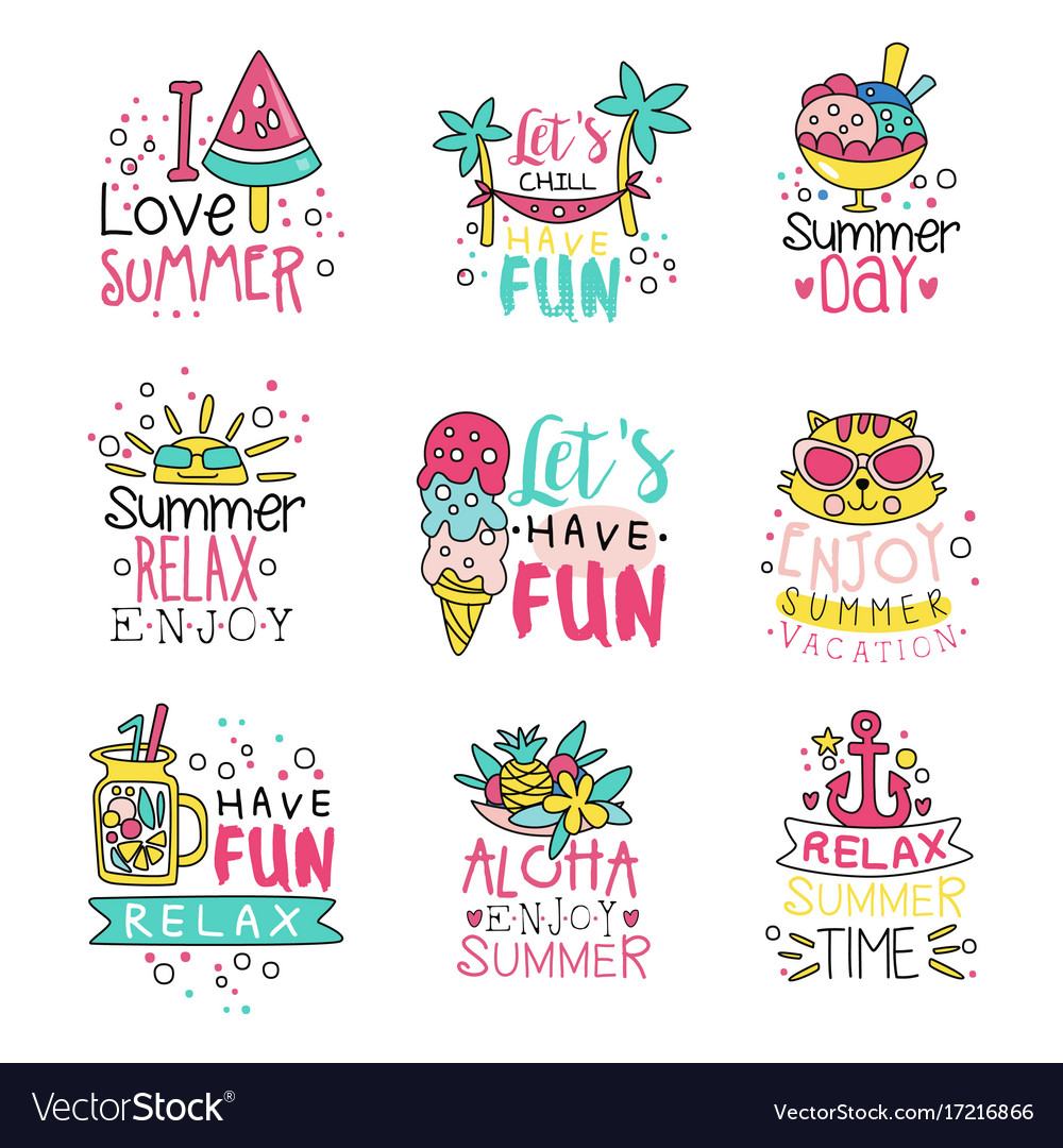 I love summer cute labels set relax summer time