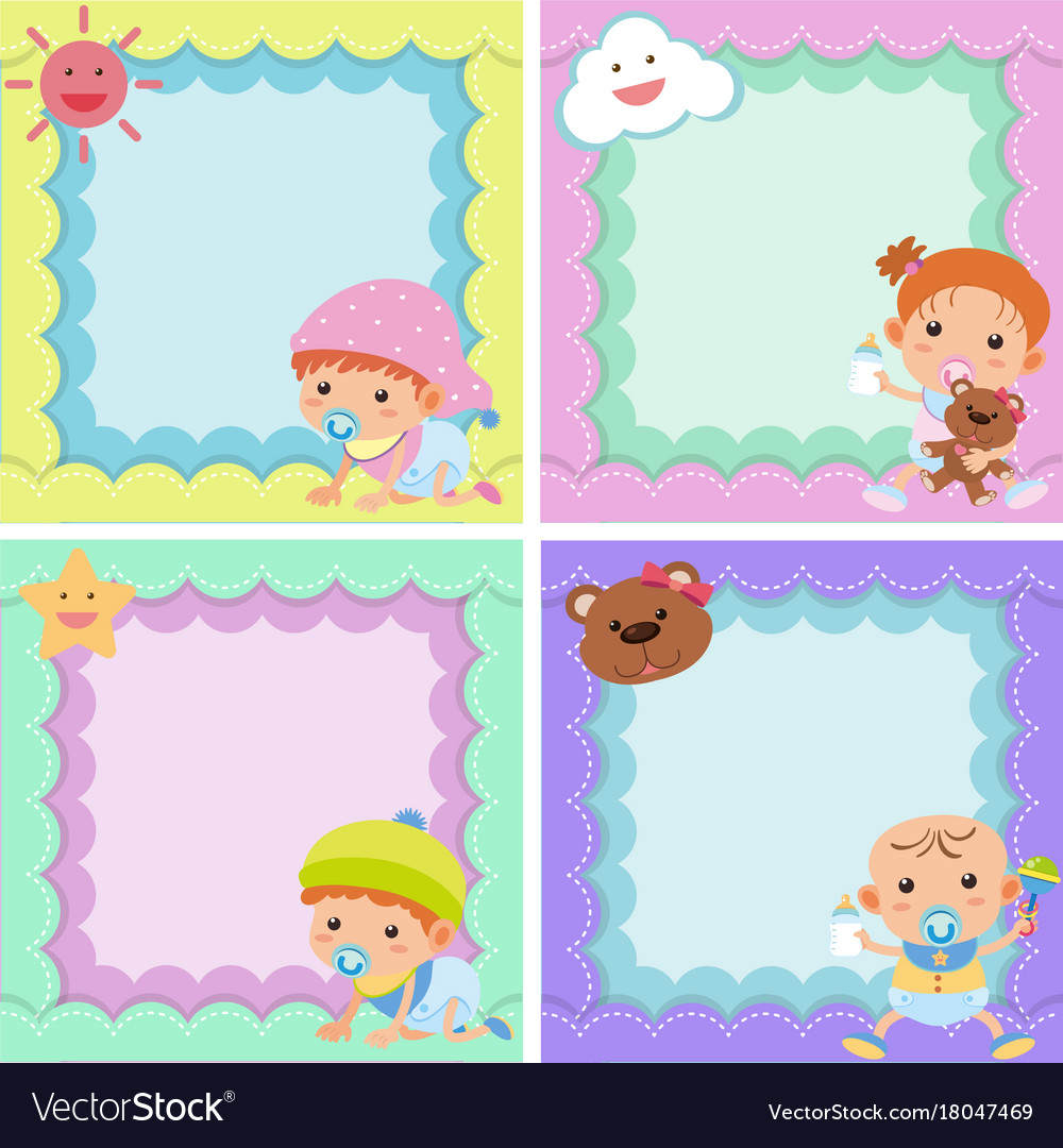 Four background template with cute kids