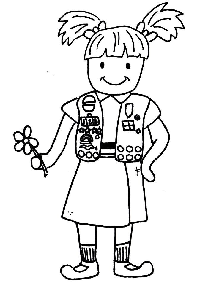 Girl Scout Daisy Black And White Clipart