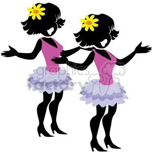 Two girly dancers clipart