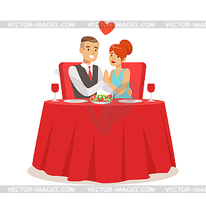 Happy elegant couple enjoying romantic dinner date