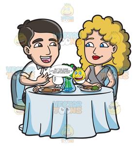Couple enjoying dinner.