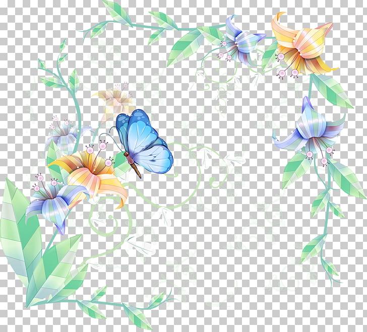 Butterfly Decorative Borders Flower Drawing, butterfly PNG