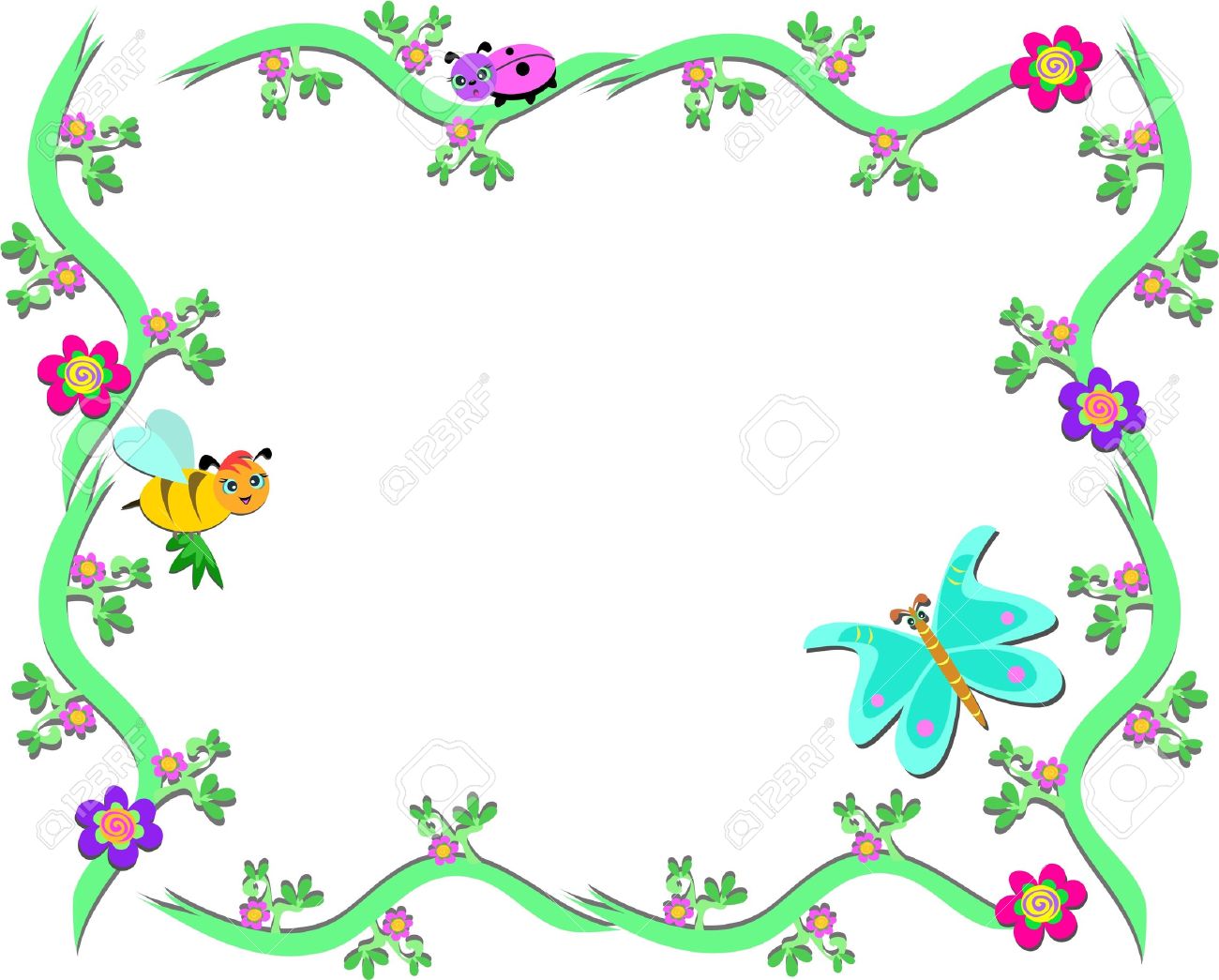 Flowers And Butterflies Border Clipart