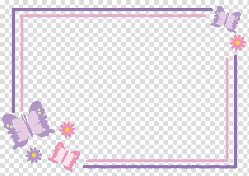 Pink and purple border frame, Butterfly Purple, Simple