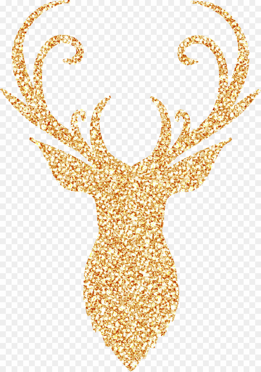 Deer Head Silhouette Gold PNG Reindeer Clipart download