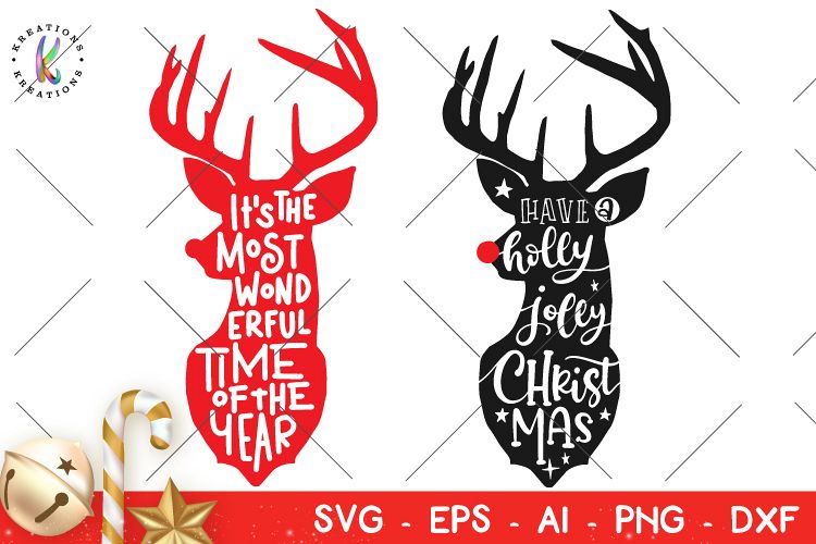 Christmas svg Deer svg Holly Jolly Chritsmas svg Hand drawn