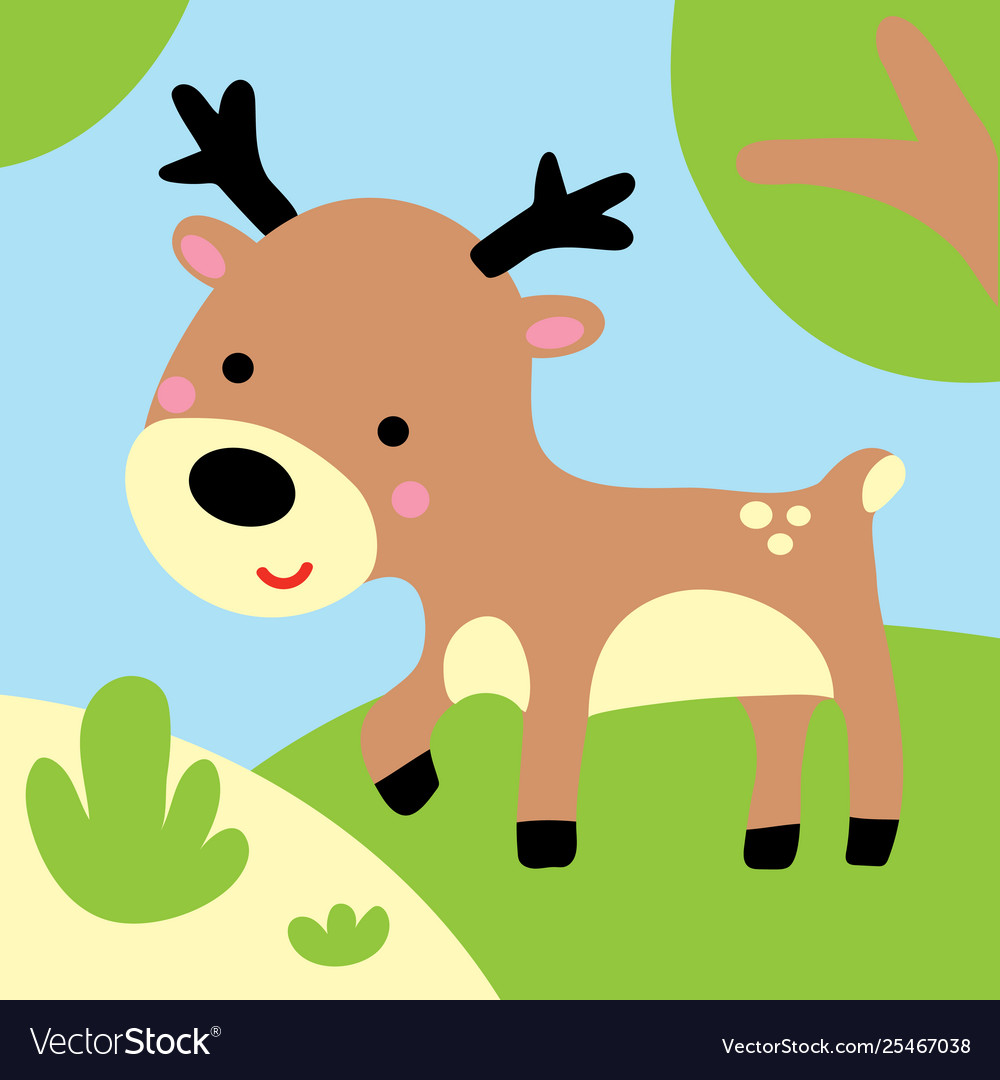 Cute deer in forest child graphic