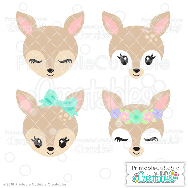 Cute Deer Face SVG Files