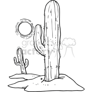 Black and white cactus in the desert clipart