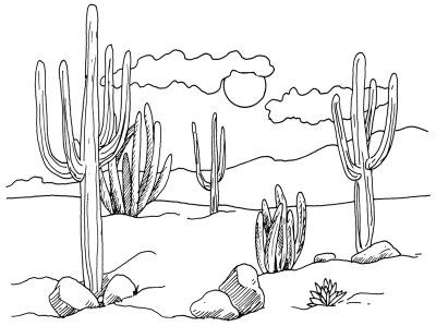 How to Draw Desert Cacti in