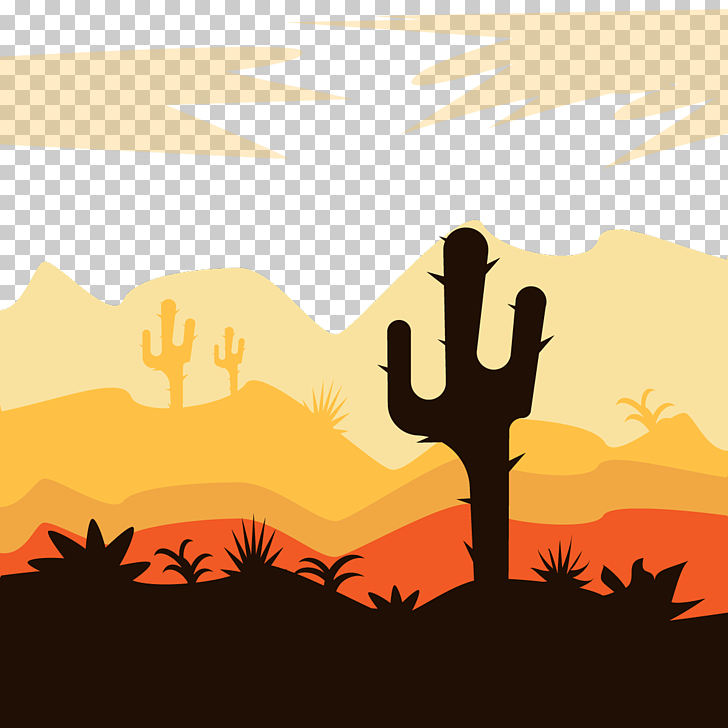 Desert Landscape Oasis, Desert Oasis, silhouette cactus