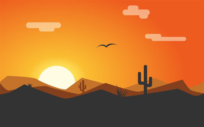 Desert sunset background.