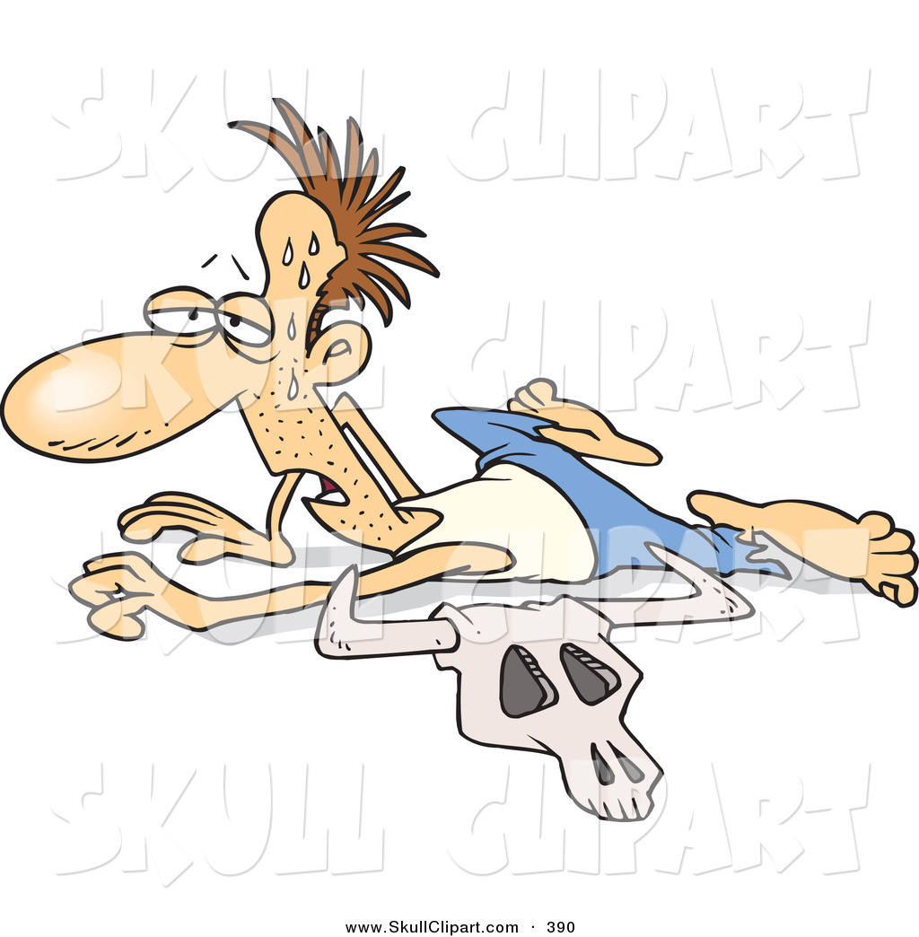 Vector Clip Art of a Cartoon Crawling Man in a Drought in a